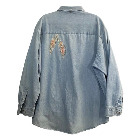 Scottsdale Images Appliqued Handpainted Denim Shirt Size XXL Blue Unique 32-8 - Picture 2 of 15